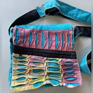 Y2K Boho ripped distressed  crossbody bag festival concert hippie 90's color